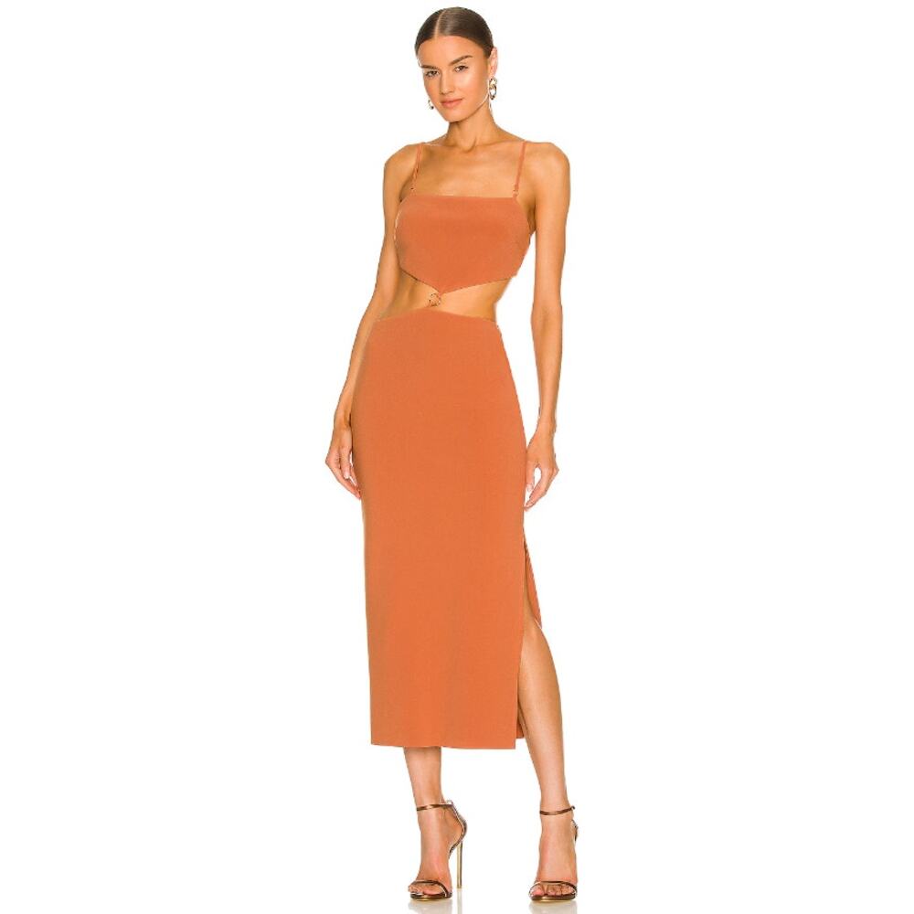 Bec & Bridge Alba Cut-Out Midi Dress in Terracotta, Size 4